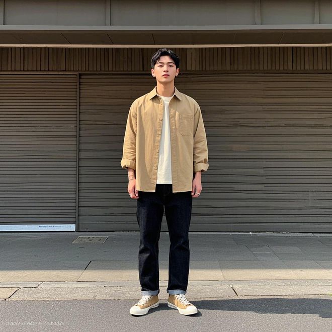 服这3套“衬衫+牛仔裤”搭配显高显帅！AG真人国际网站170cm男生别乱穿衣(图1)